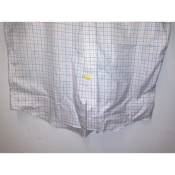 Cabelas Shirt Mens L Tall outfitter series Short Sleeve Button Front Plaid ivory - Picture 4 of 8